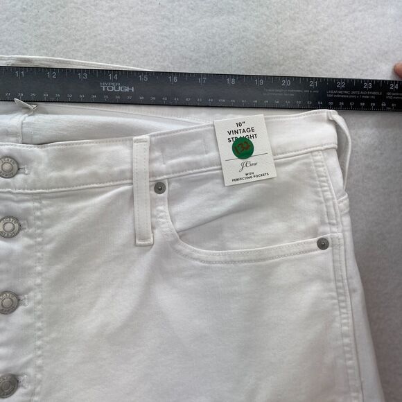 J.Crew 10" Vintage Slim Straight Jeans Women's 36 White Stretch Denim Button Fly - Picture 9 of 16